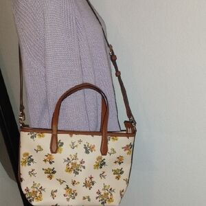 Tory Burch Kerrington Floral Cream Tote Bag